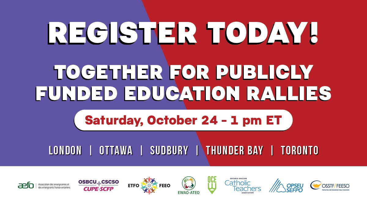 Together for Publicly Funded Education rallies — register today